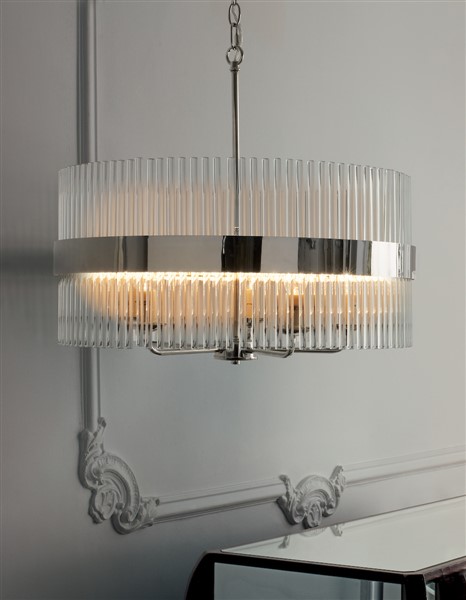 (image for) Laura Ashley Alexa 5lt Pendant Polished Nickel & Glass Rods